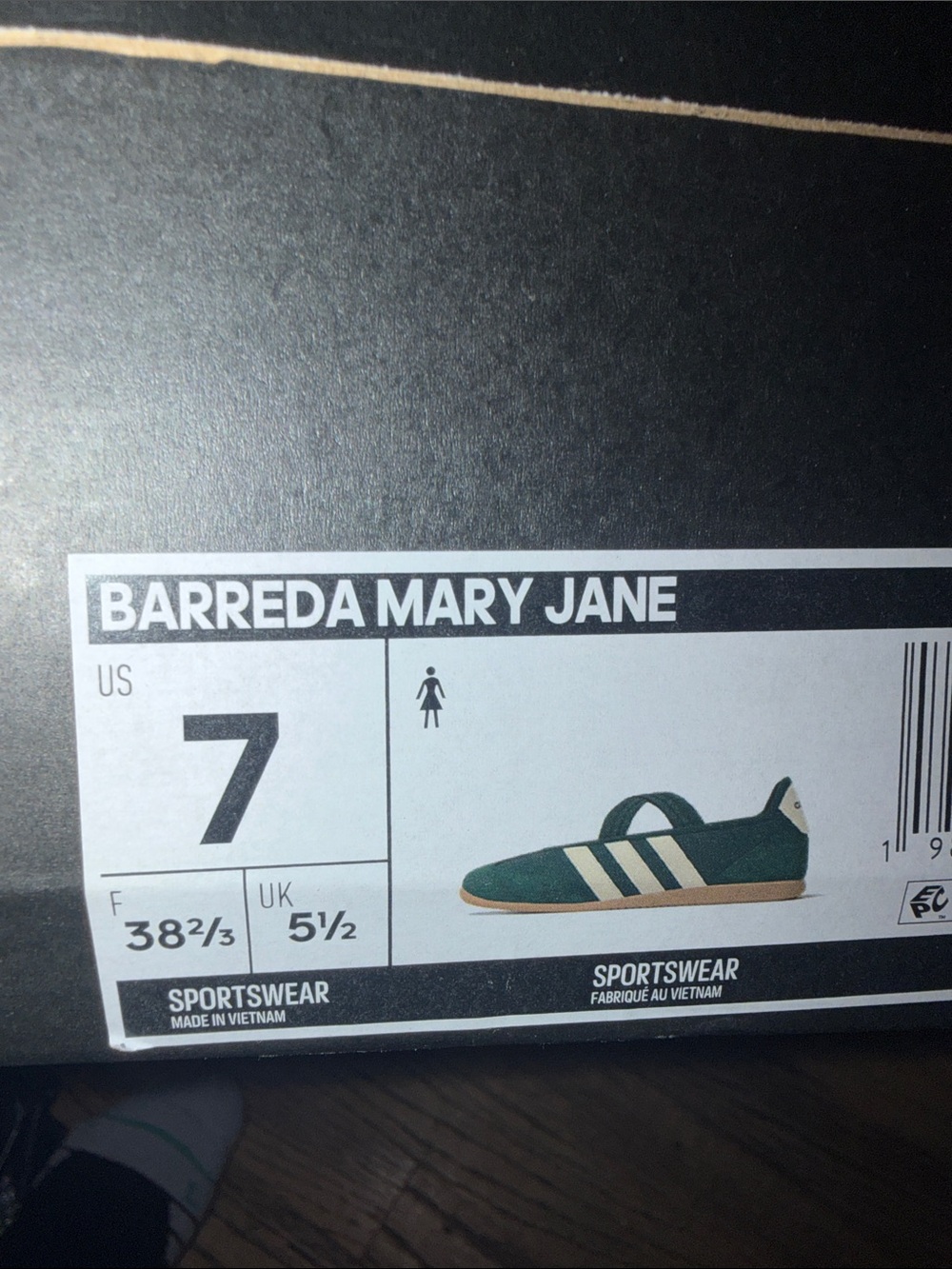 adidas Green Barreda Mary Jane Slip-On Loafers with Cream Stripes - Picture 5 of 5